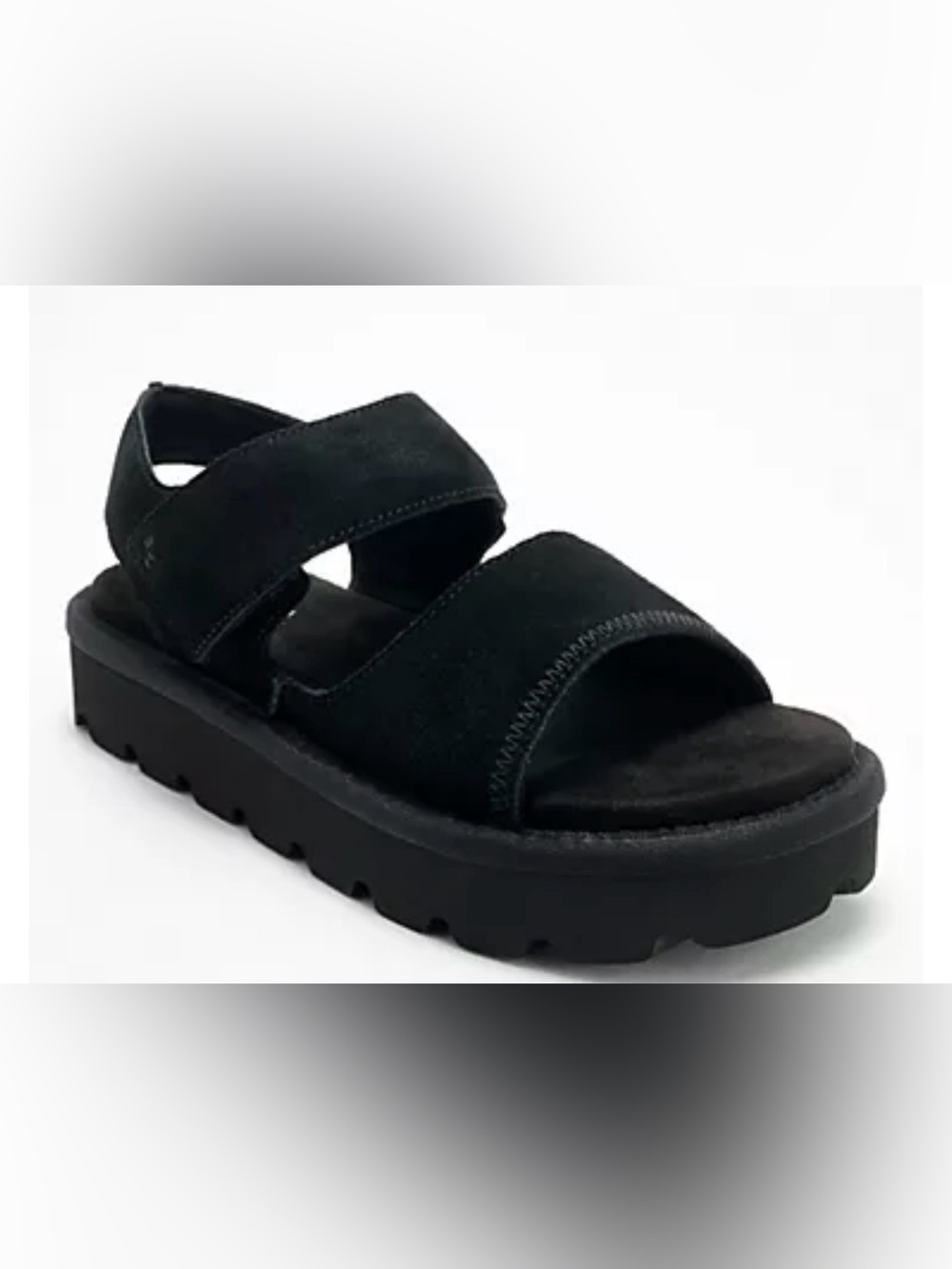 Koolaburra by Ugg Tizz Black Leather Suede Double Strap Slide Sandals